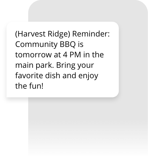 Residential Event Text Message