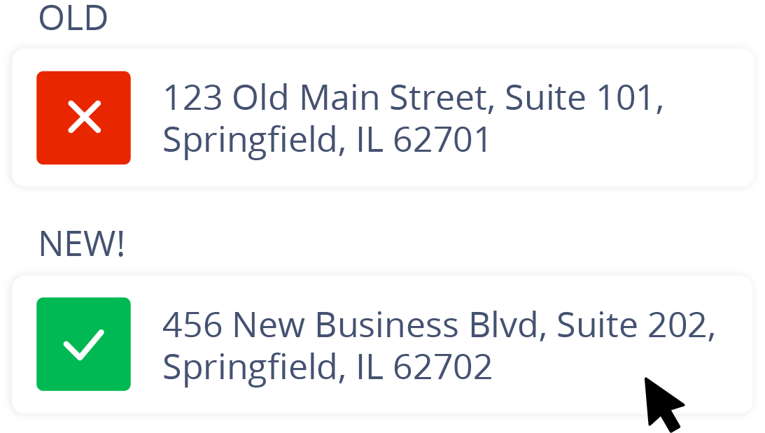 Correct address update