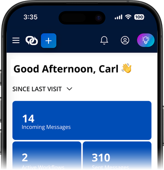 The EZ Texting dashboard on an iPhone
