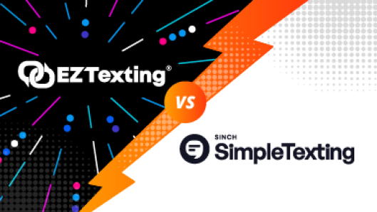 Illustration of head-to-head logo match - EZ Texting vs. SimpleTexting