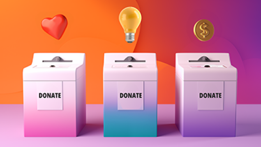 Illustration of three donation boxes