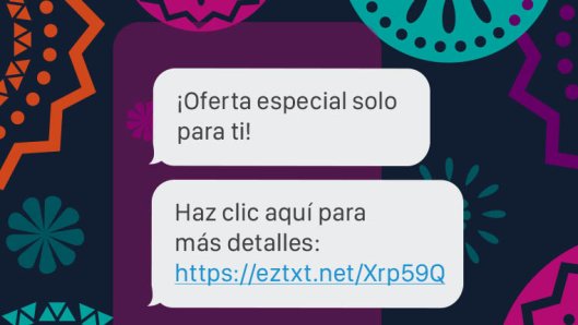 A smartphone screen displaying an SMS conversation in Spanish