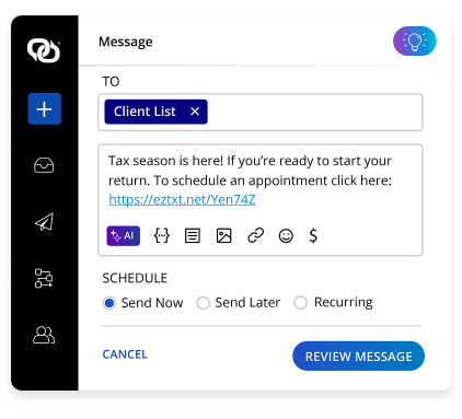 EZ Texting SMS marketin for tax services