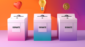 Illustration of three donation boxes