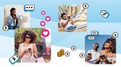 Illustrations of people relaxing on a day off, shopping back to school, doing house projects—all with icons representing sales